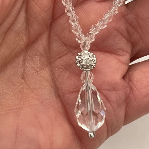 NWT Swarovski Stilla Collection Faceted Crystal Teardrop Beaded Pendant Necklace - Picture 4 of 6